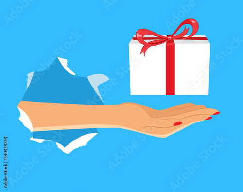 Female hand holding white c...