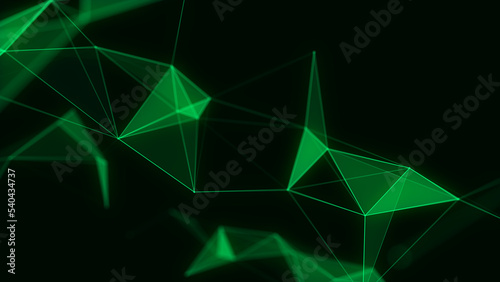 Business futuristic backdrop. Network connection structure cyberspace with moving particles. Abstract cyber security background. 3D rendering.