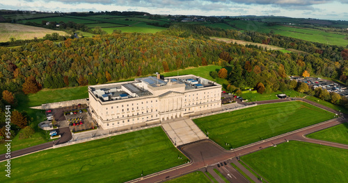 Aerial Photo of Stormont Parliament Buildings home of The Northern Ireland Assembly Dundonald Belfast Co Down Northern Ireland 23-10-22 photo