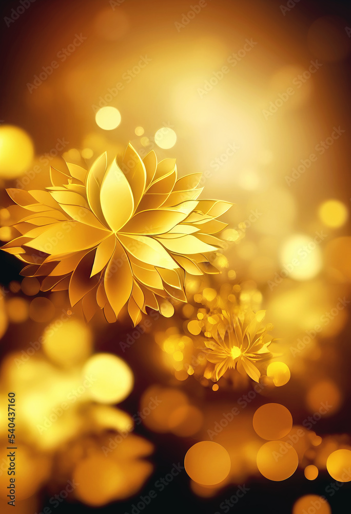 Beautiful golden flower background, Golden abstract background.