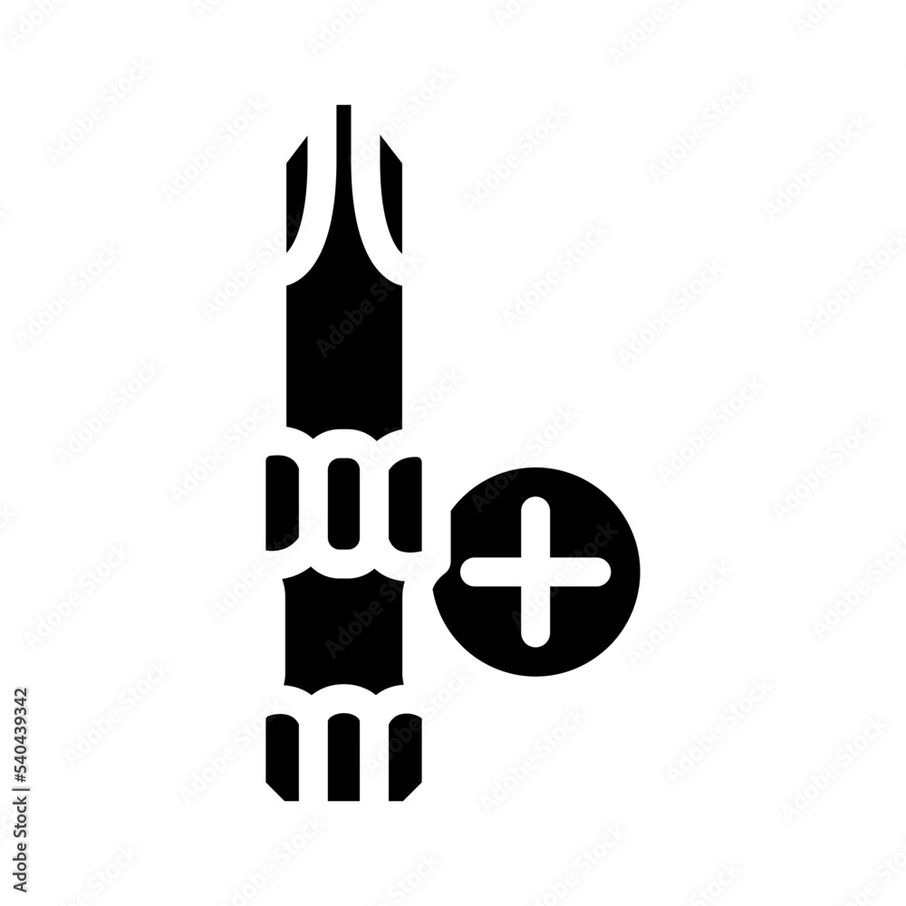 phillips head screwdriver bit glyph icon vector. phillips head screwdriver bit sign. isolated symbol illustration
