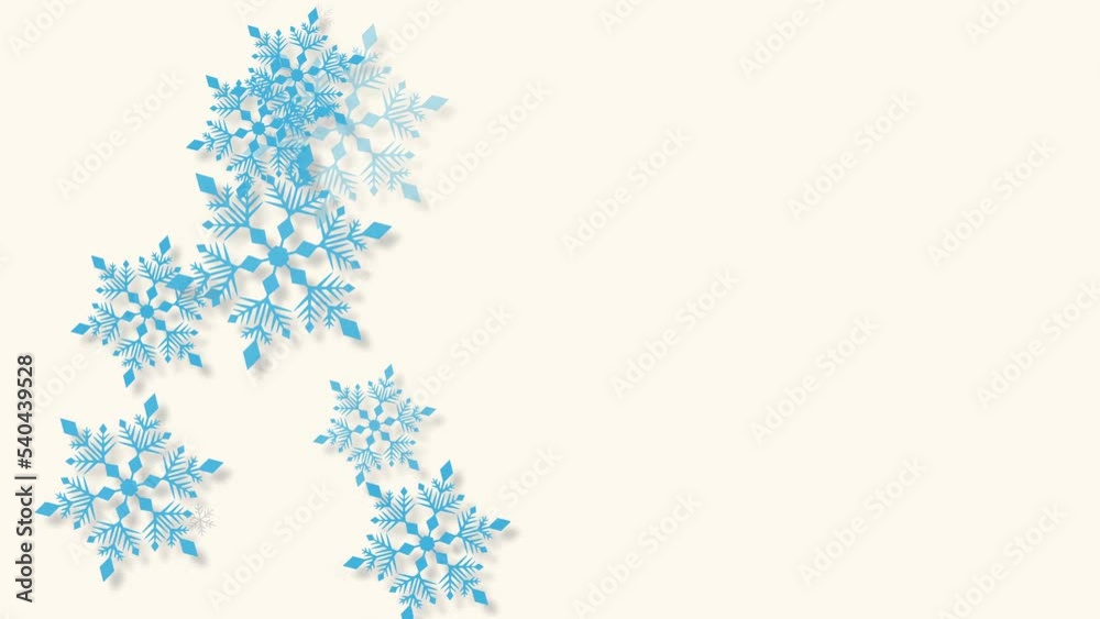 クリスマス 雪の結晶 青 左 大 雪が降る 【背景 オフホワイト】 クリスマス 雪の結晶 青 左 大 雪が降る 【背景 オフホワイト】