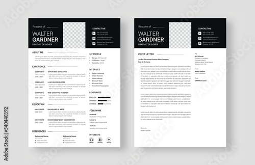 Modern Resume Layout, Curriculum vitae, and Cover Letter Design Template
