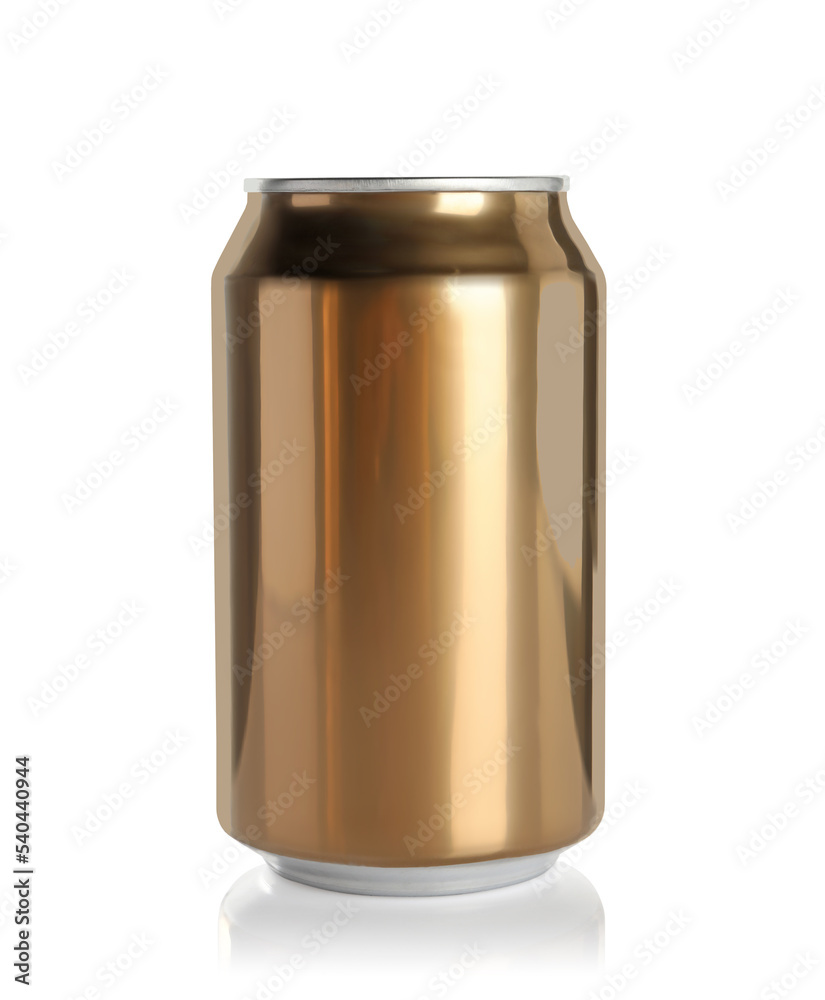 Golden aluminum can with drink isolated on white Golden aluminum can with drink isolated on white