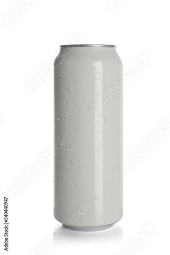 Aluminum can with drink isolated on white
