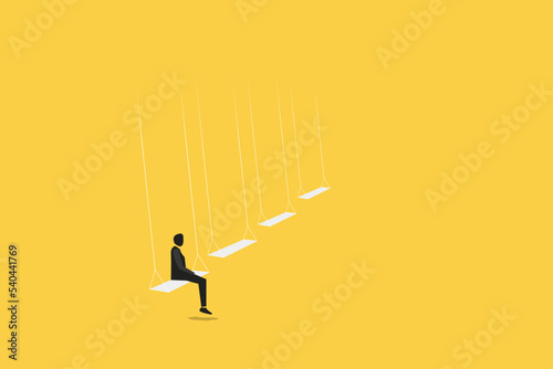 Business hiring and recruitment vector concept with businessman on swing. Career opportunity symbol.