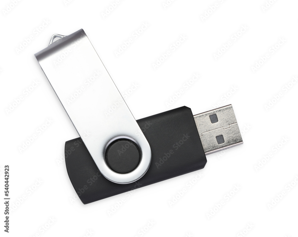 Modern usb flash drive isolated on white, top view Modern usb flash drive isolated on white, top view