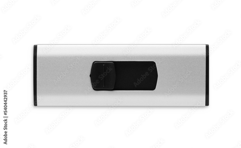 Modern usb flash drive isolated on white, top view Modern usb flash drive isolated on white, top view
