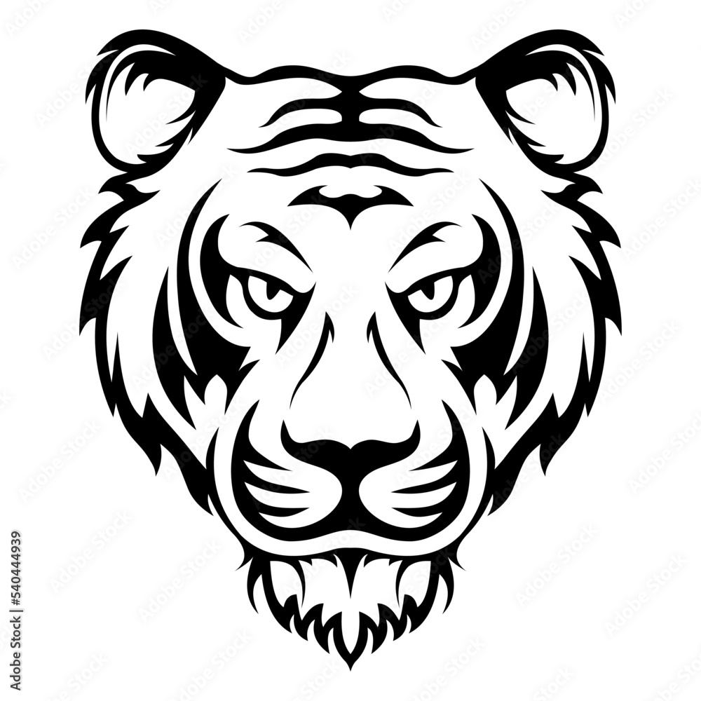 Fototapeta premium Tiger head tattoo black and white