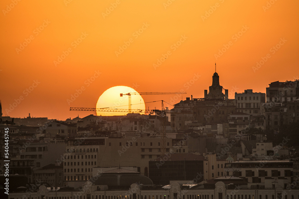 sunset, city, istanbul, tourism, tower, galata, 