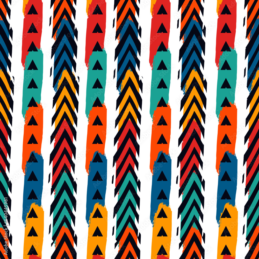 Seamless pattern. Paint brush chevrons, triangles and lines ornament. Hand drawn geometrical backdrop. Triangular shapes wallpaper. Geometric figures background. Ethnic motif. Textile print. Seamless pattern. Paint brush chevrons, triangles and lines ornament. Hand drawn geometrical backdrop. Triangular shapes wallpaper. Geometric figures background. Ethnic motif. Textile print.
