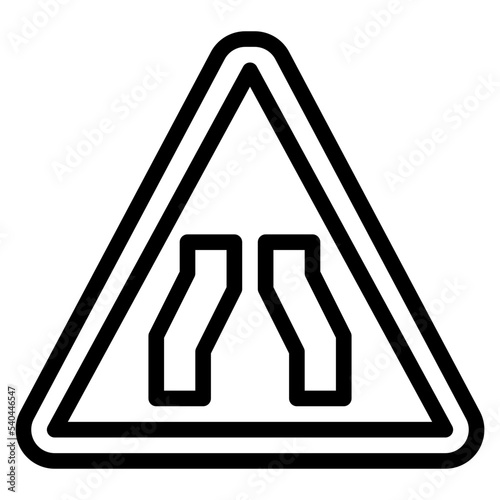 road ahead narrows traffic sign