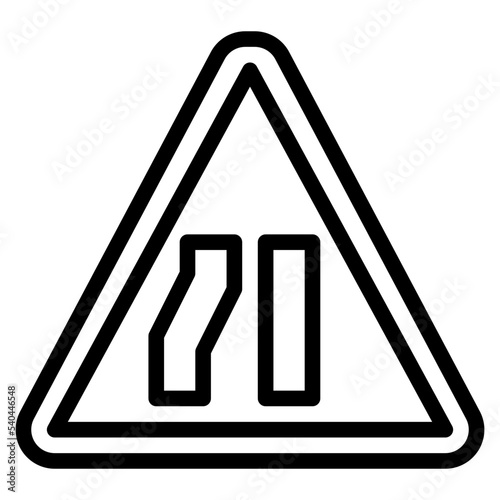 road narrows from left ahead traffic sign