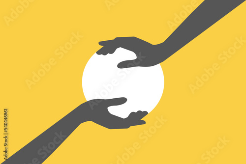 Two of hands protect object. saving, business, and management.