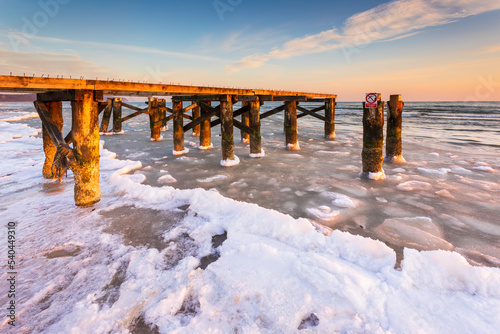Early morning at frozen small pier in Sopot. Poland. © Tomasz Wozniak