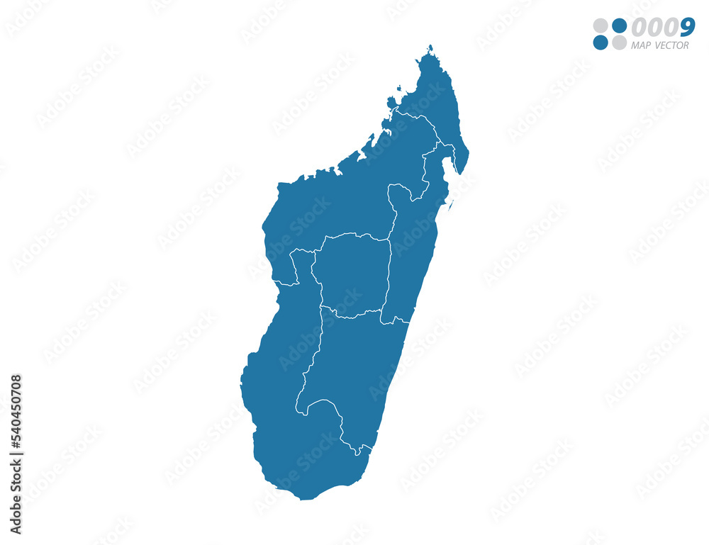 Vector blue of map Madagascar.