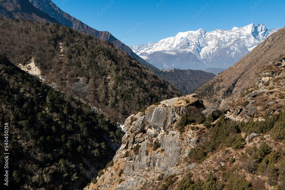 Photo of nature, beautiful high mountains with a trees, Nepal Photo of nature, beautiful high mountains with a trees, Nepal
