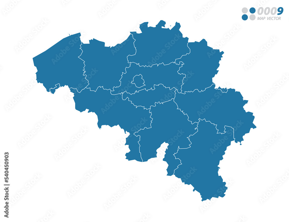 Vector blue of map Belgium.