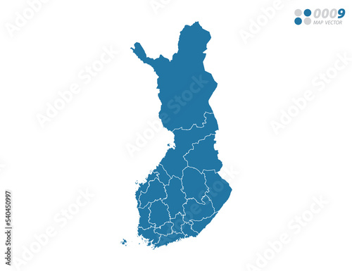 Vector blue of map Finland.
