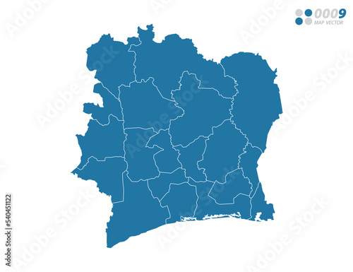 Vector blue of map Ivory Coast.