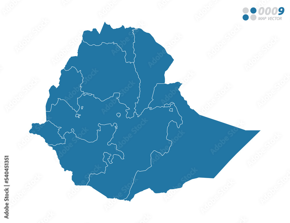 Vector blue of map Ethiopia.