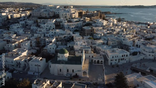 Naxos Chora Aerial View, Cyclades Island in Aegean Sea, Greece