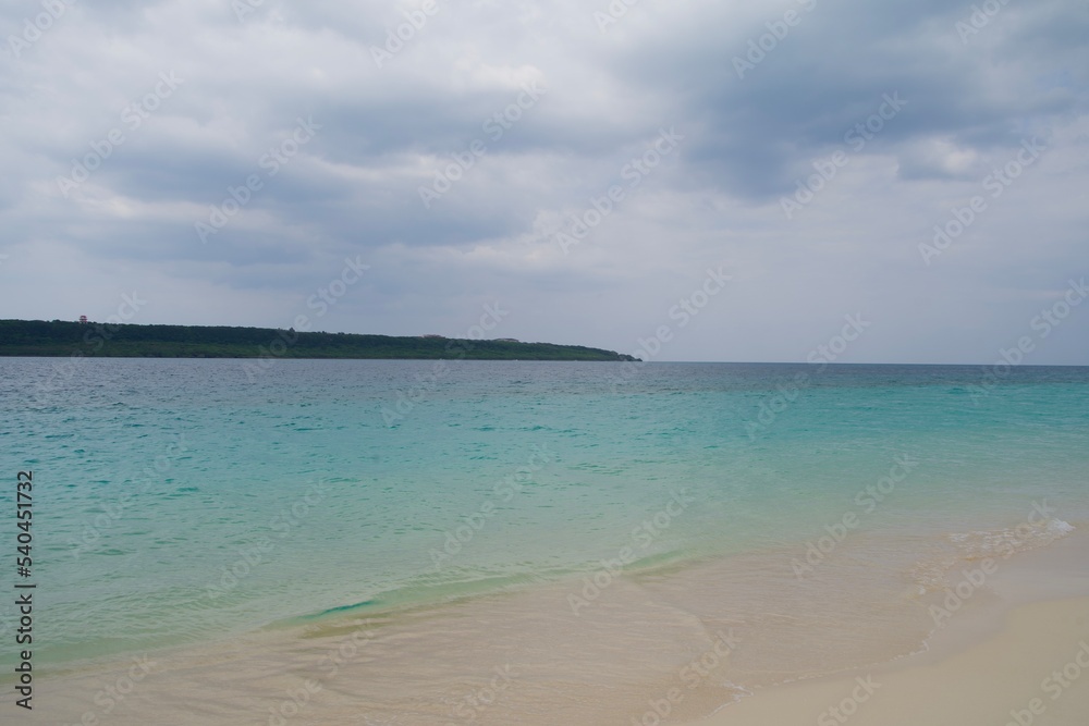 Calm sea and cloudy sky at Yonaha Beach in Miyakojima