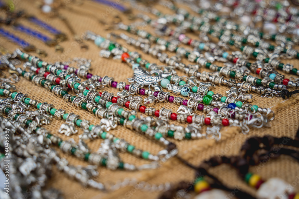 Obraz premium Many colorful bracelets from handcraft souvenirs shop