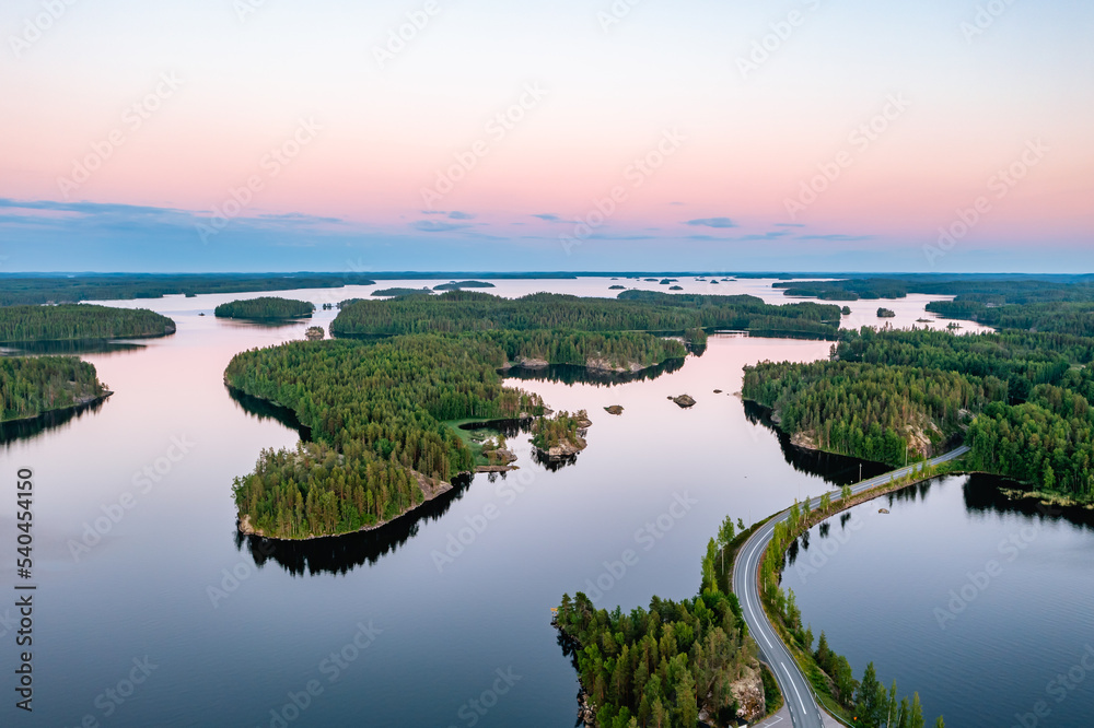 sunset over the lake