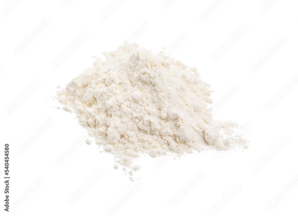 Pile of wheat flour isolated on white Pile of wheat flour isolated on white