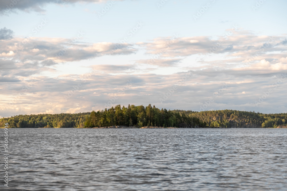 Ladoga lake. Panorama of the Republic of Karelia. Northern nature of Russia Ladoga lake. Panorama of the Republic of Karelia. Northern nature of Russia
