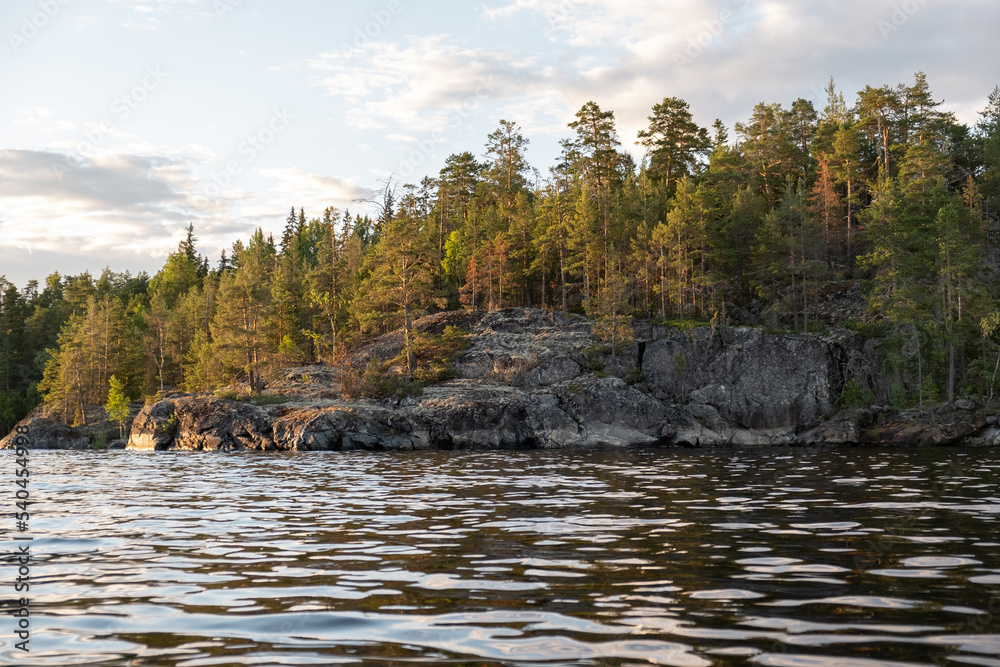 Ladoga lake. Panorama of the Republic of Karelia. Northern nature of Russia Ladoga lake. Panorama of the Republic of Karelia. Northern nature of Russia