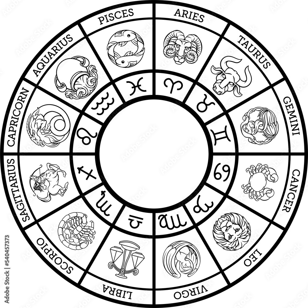 Star signs astrology horoscope zodiac symbols set Stock Illustration