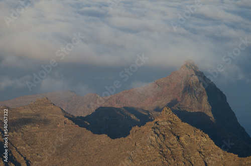 Cliffs and sea of clouds. Aldea de San Nicolas de Tolentino. The Nublo Rural Park. Gran Canaria. Canary Islands. Spain.