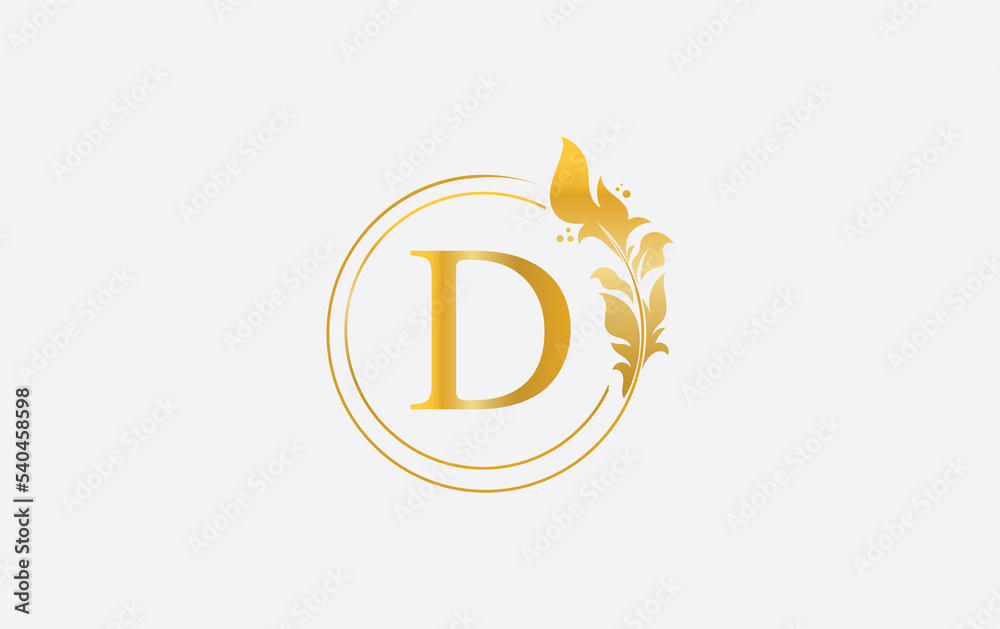 Golden leaf download and circle logo design image. Golden beauty and business symbol and alphabets design