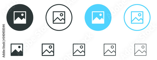 gallery icon vector, image photo album icon vector, Picture gallery photos icons set in filled, thin line, outline and stroke style