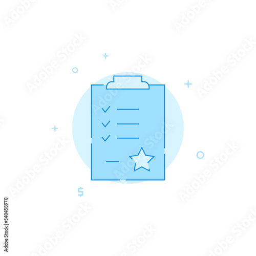 Shopping list, wishlist vector icon. Flat illustration. Filled line style. Blue monochrome design. Editable stroke. Adjust line weight.