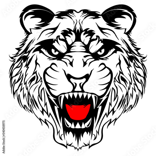 Tiger head hungry tattoo black and white