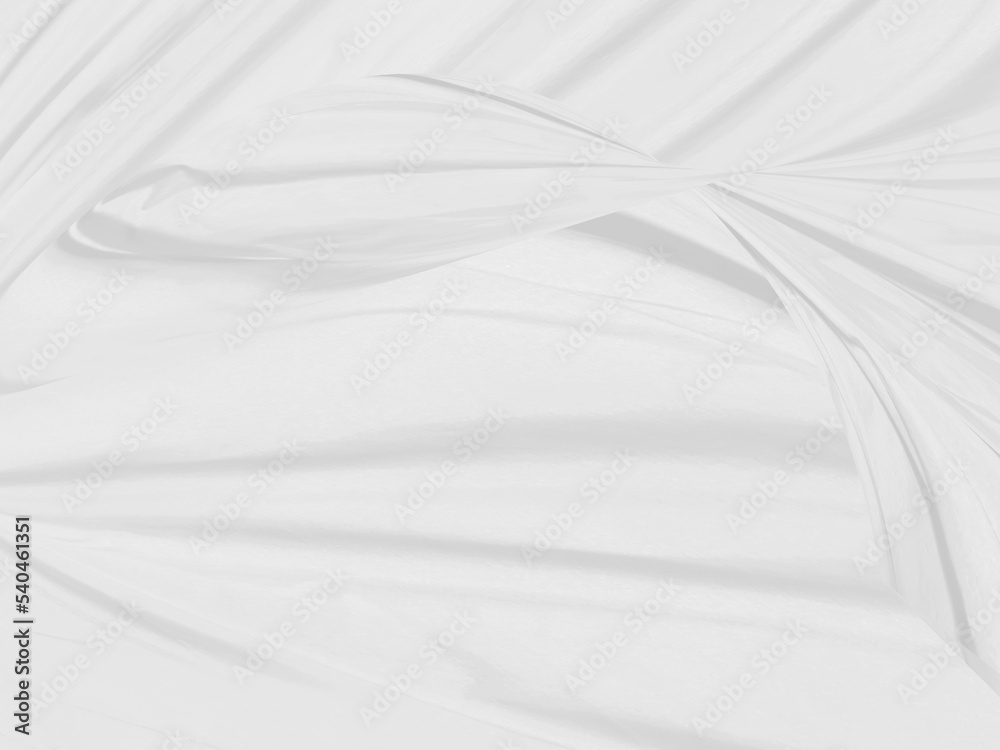 Obraz premium Clean woven beautiful soft fabric abstract smooth curve shape decorative fashion textile silver white background