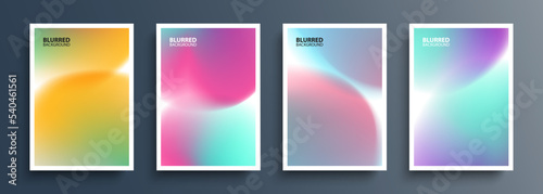 Blurred circles. Set of abstract backgrounds with soft gradient round shapes for your creative graphic design. Vector illustration. © FineVector