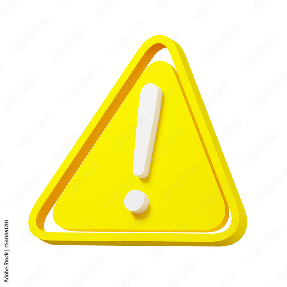 3D rendering Exclamation mark sign icon 3D rendering Exclamation mark sign icon