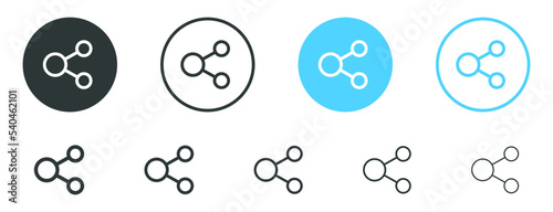 share icon, connection icon. Hub network connection symbol, share icon button set. Connect, data sharing, link icons symbol