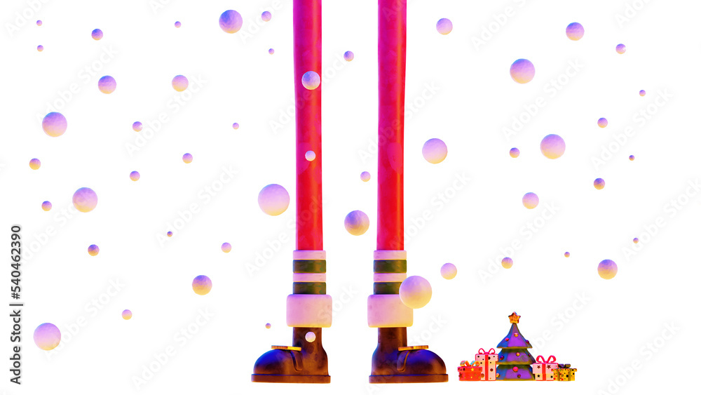 Santa Claus delivered a gift under the falling snow