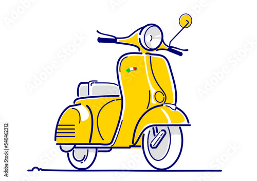 legendary Italian scooter. Vector illustration of motorcycle line drawing.