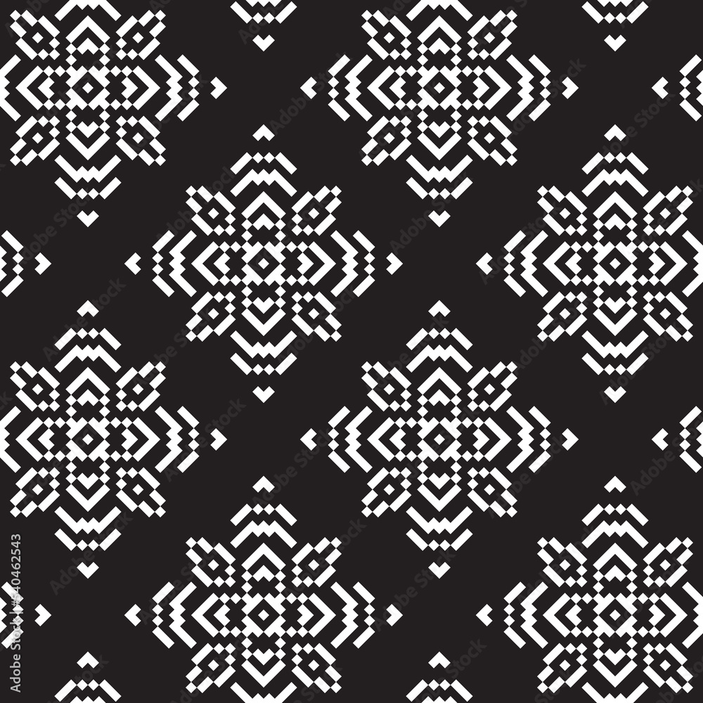Fototapeta premium Abstract pixel vector illustration Seamless pattern on background fabric pattern design wallpaper.