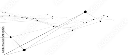 Abstract 3D polygonal black wireframe structure, virtual connection network digital technology, science concept big data visualization, isolated on white background