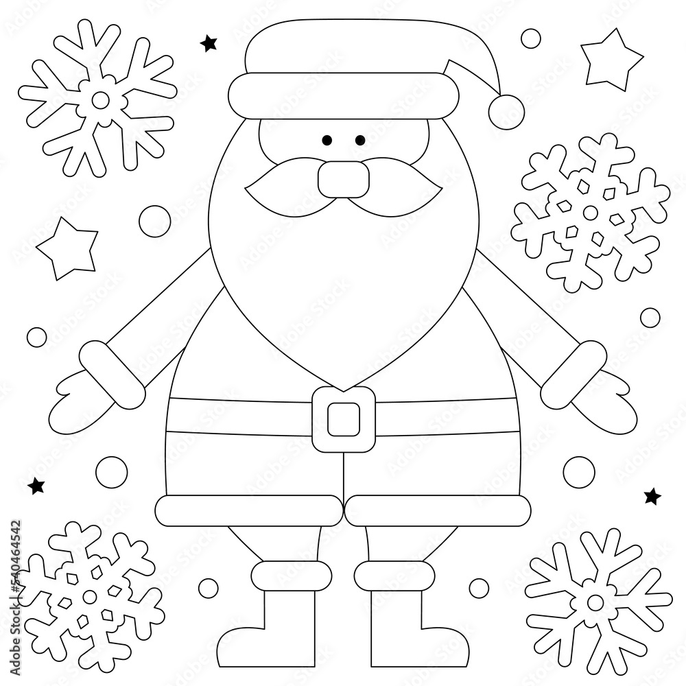 Merry Christmas. Coloring page. Black and white vector illustration