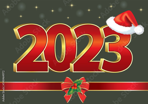 Happy New Year 2023 greeting card  3d vector