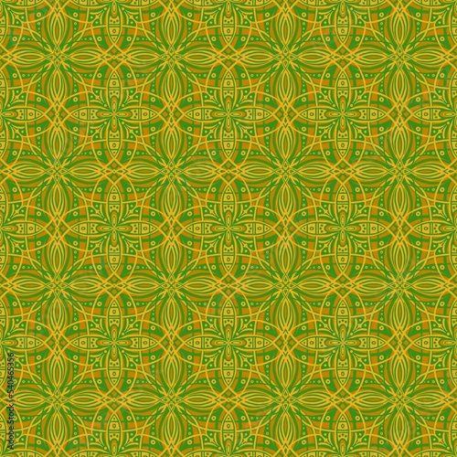 golden green ornament seamless pattern