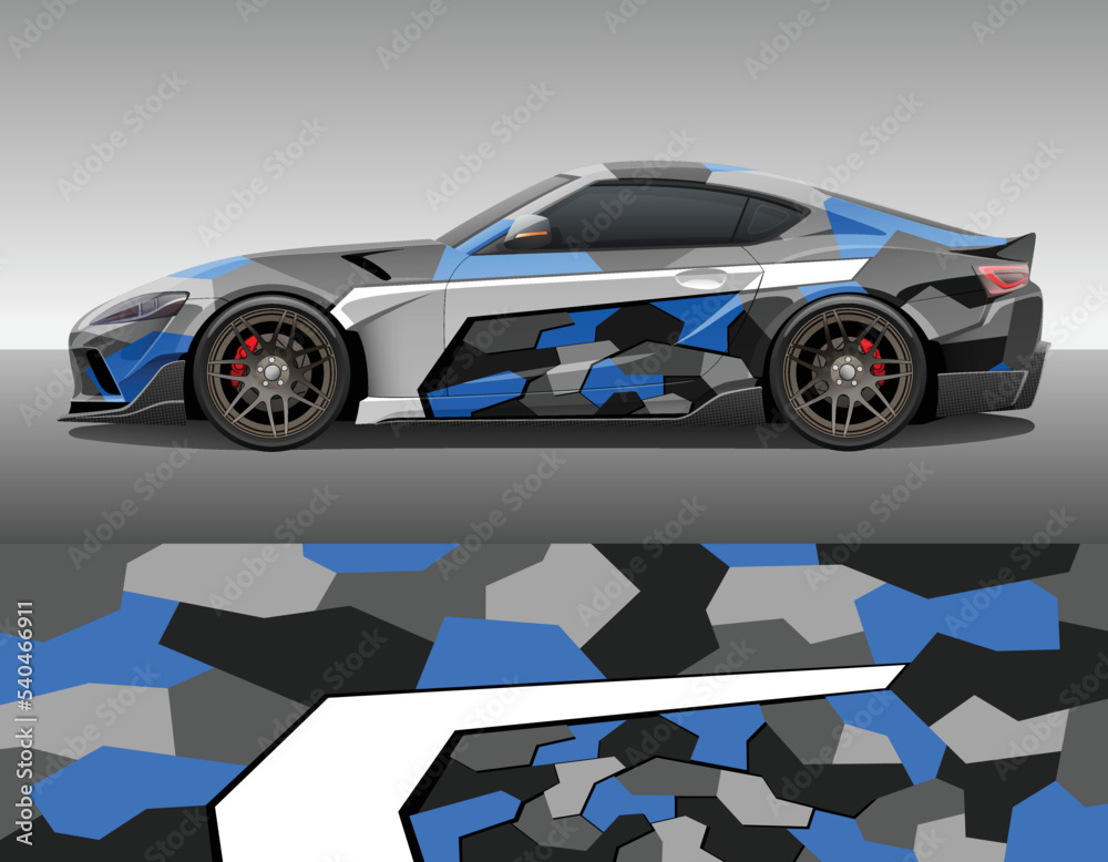 Stockvector Camouflage car texture template for vinyl wrap and decal print.  Geometric camo urban style ornament. | Adobe Stock